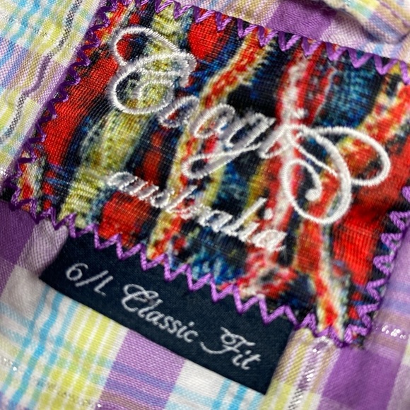 VTG Coogi Australia Purple Harrington Plaid Full Zip Jacket Classic Fit Sz 6/L - Picture 6 of 11